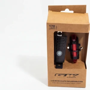 Luz de bicicleta recargable USB trasera/delantera de 120 lúmenes GW